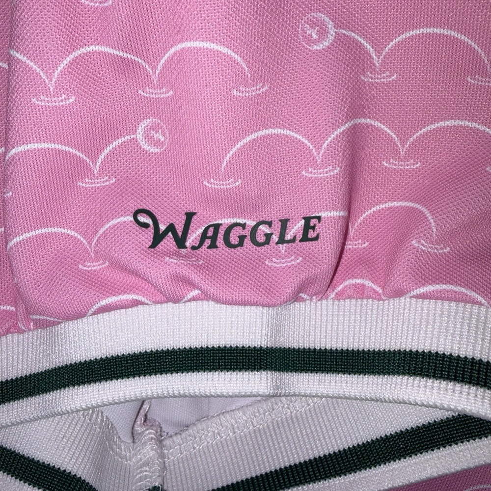 Waggle Golf Polo Shirt Men's Large Pink Golf Print Performance Short Sleeve L - Picture 4 of 8